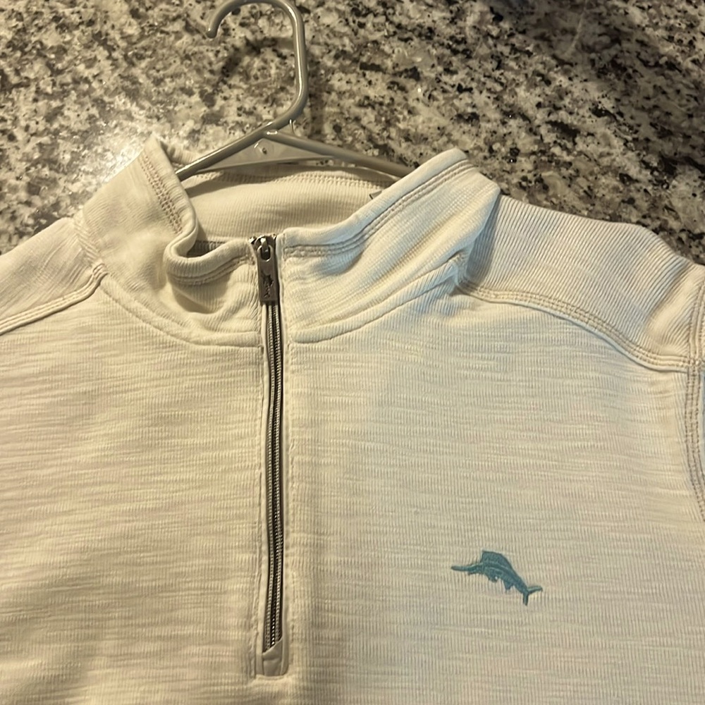 Cotton White Tommy Bahama quarter zip fleece great condition.